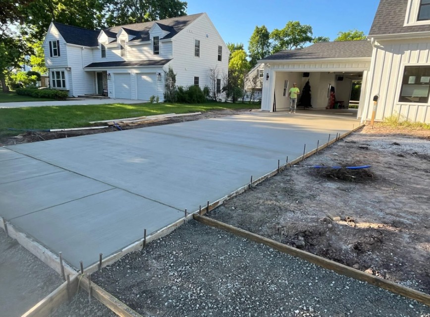 Residential concrete driveway installation in progress showing proper preparation in Franklin, TN